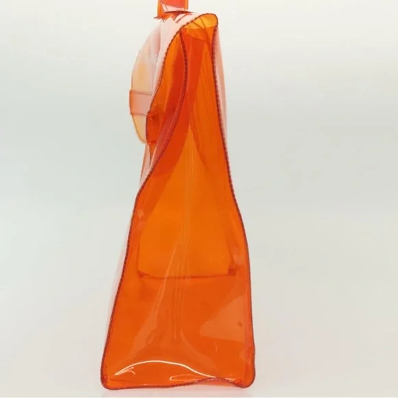 HERMES Vinyl Kelly Hand Bag Vinyl Orange and Hermes scarf tie guide booklet - Picture 7 of 11
